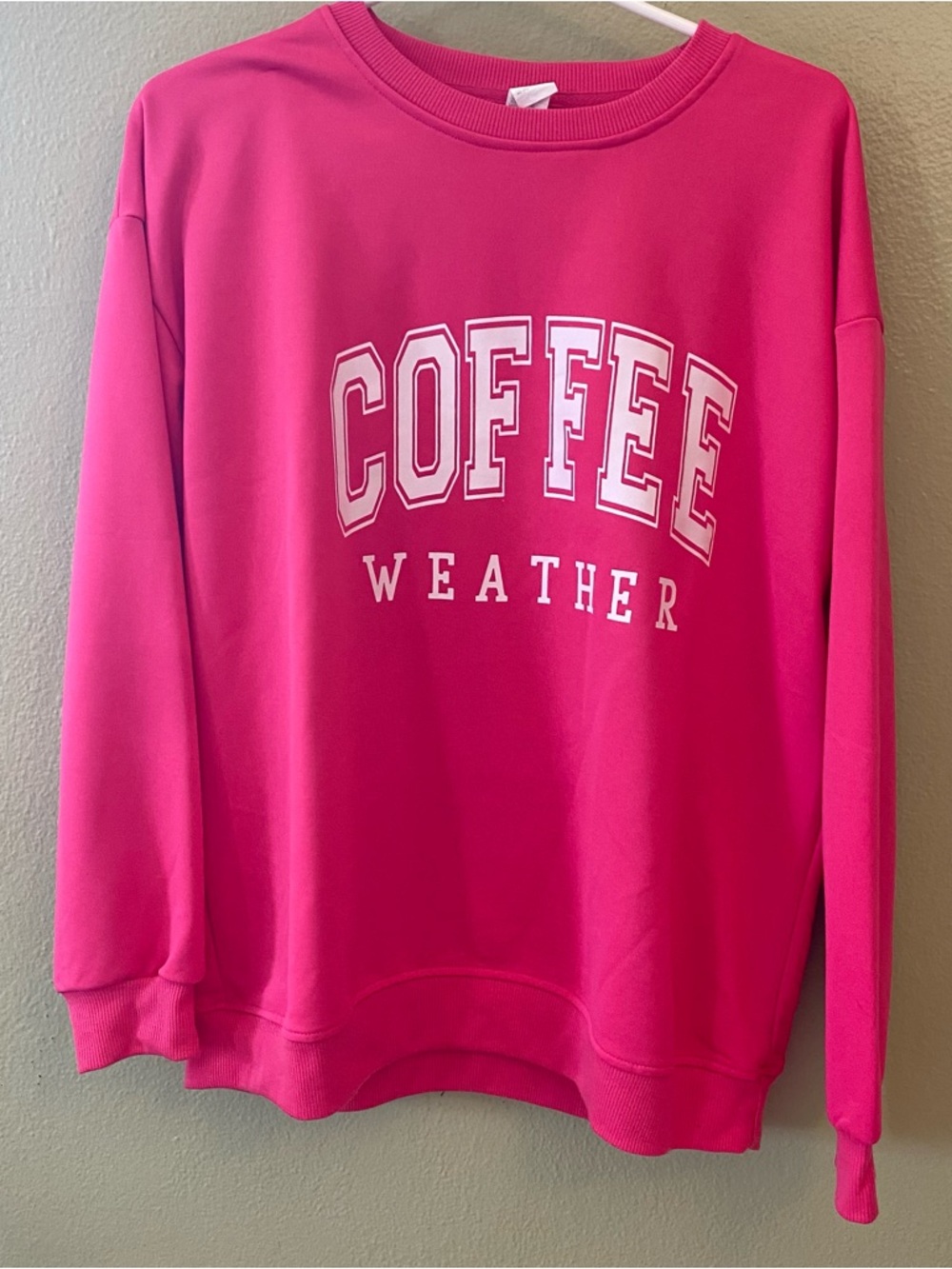 Medium Hot Pink "COFFEE WEATHER" Graphic Sweatshirt